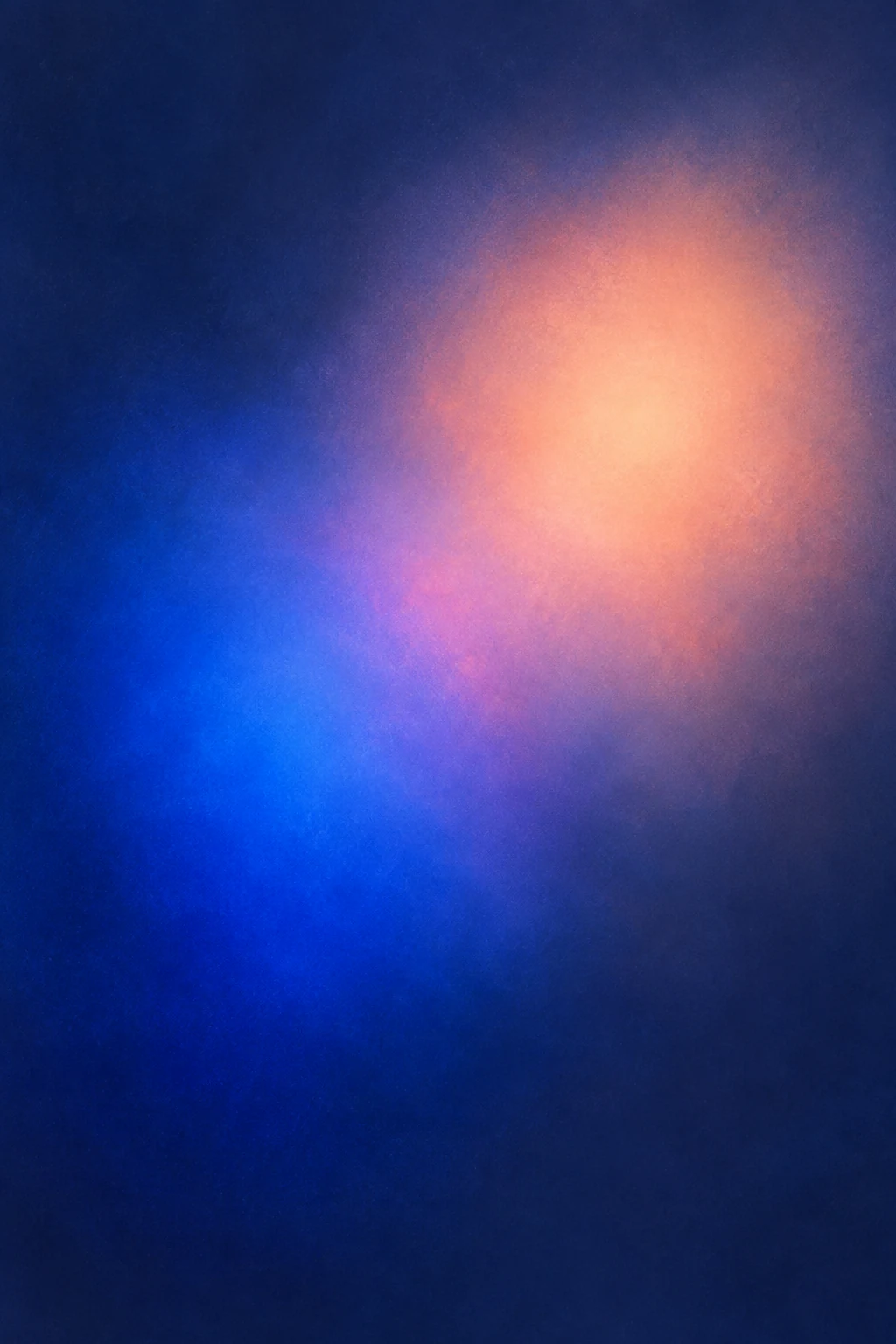 Soft ultramarine and peach glows meet within a spacious atmospheric field.