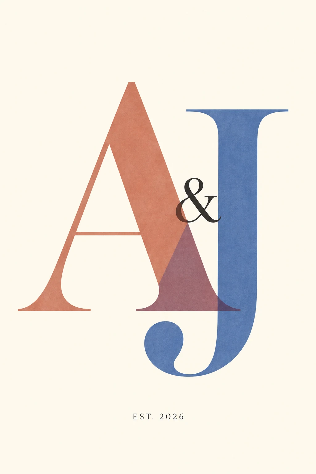 Two translucent serif initials overlap into a personal colour composition.
